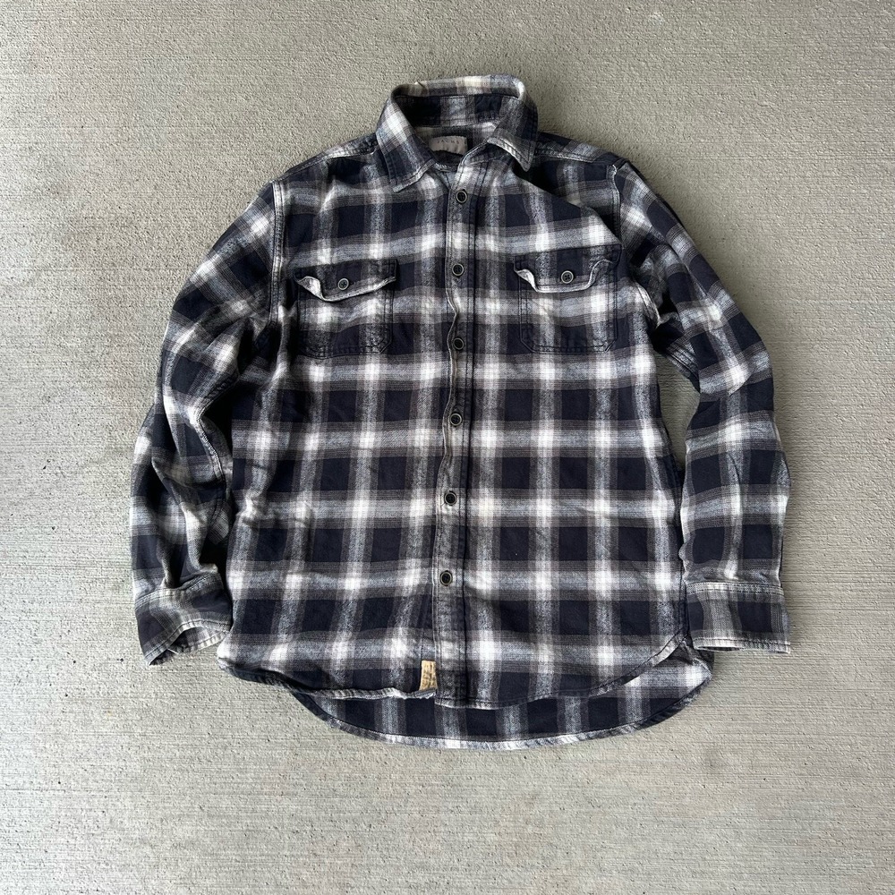 JACHS Men's XLT Blue Brown‎ Plaid Flannel Shirt Long Sleeve 100% Cotton Casual